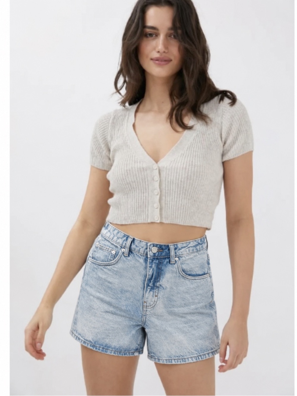BDG Light Wash High-Rise Jean Shorts